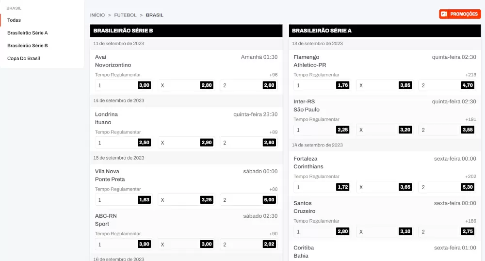 Quais são as principais competições esportivas contempladas na Betwarrior?