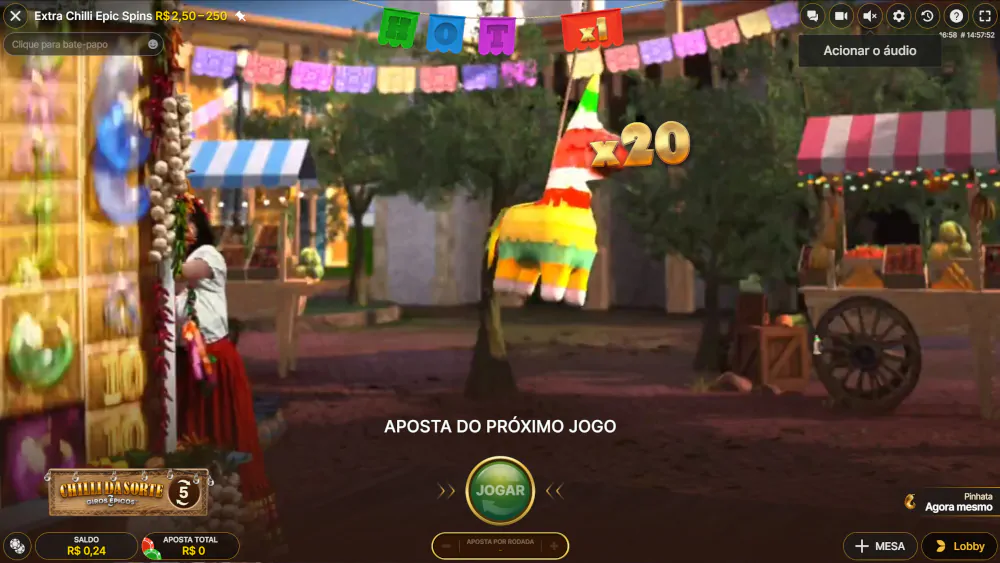 do jogo bônus de piñata no Extra Chilli Epic Spins com um multiplicador de 20x