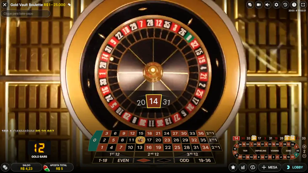 Gold Vault Roulette resultado