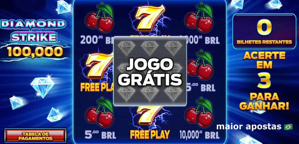 Recurso do jogo Diamond Strike 100.000 da provedora de jogos Pragmatic Play